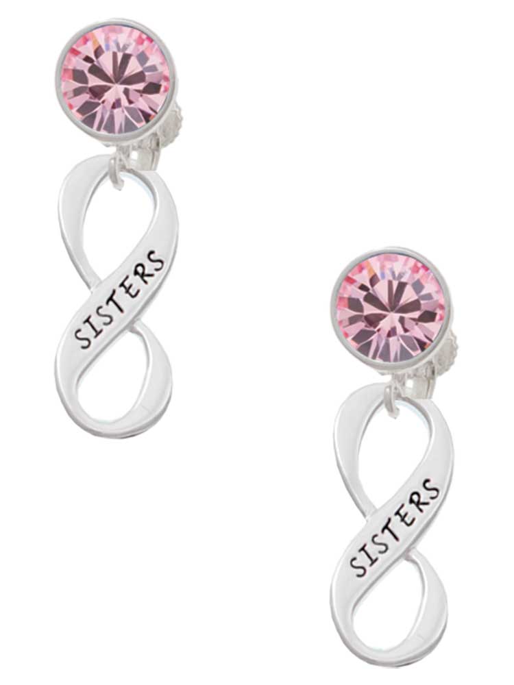 Pink Crystal Clip on Earrings Silvertone Grandma Infinity Sign Pink Crystal Clip on Earrings Silvertone Grandma Infinity Sign